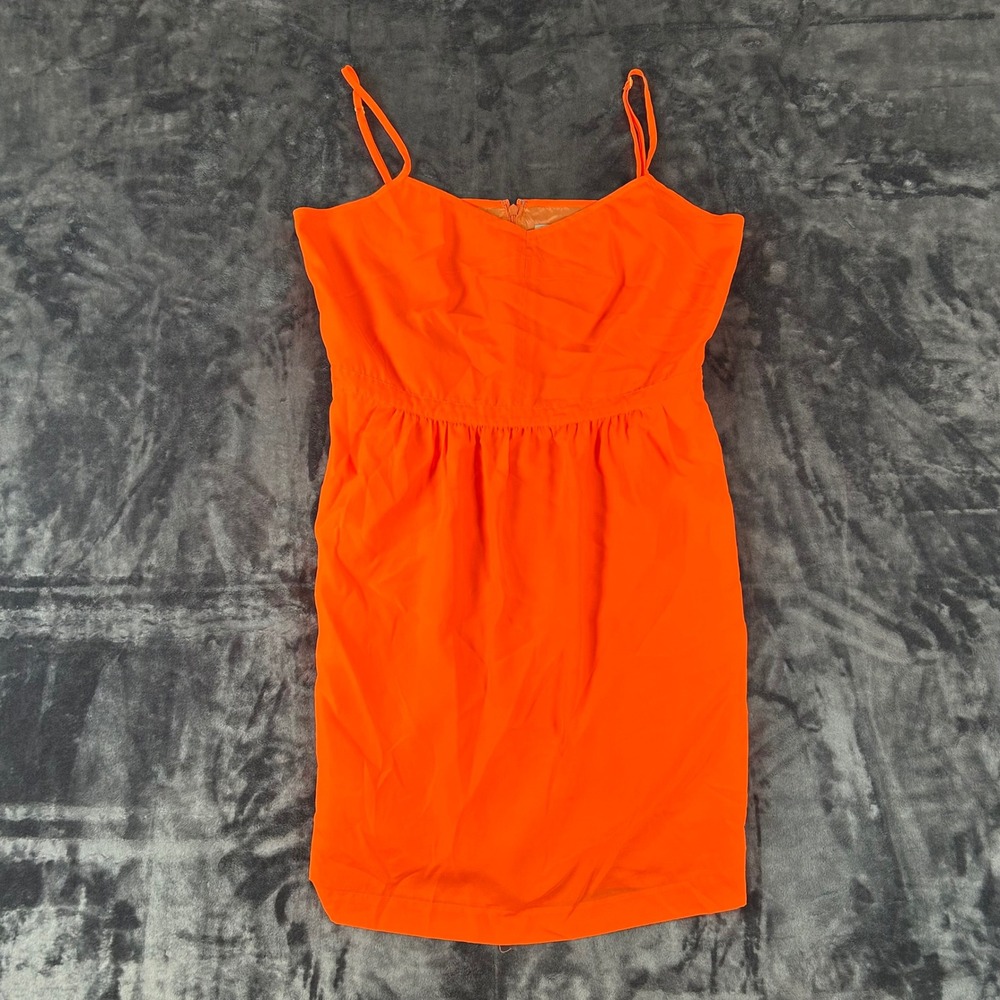 J.Crew Cami Dress Womens 12 Orange Neon Spaghetti Strap Sweetheart Neck Mini